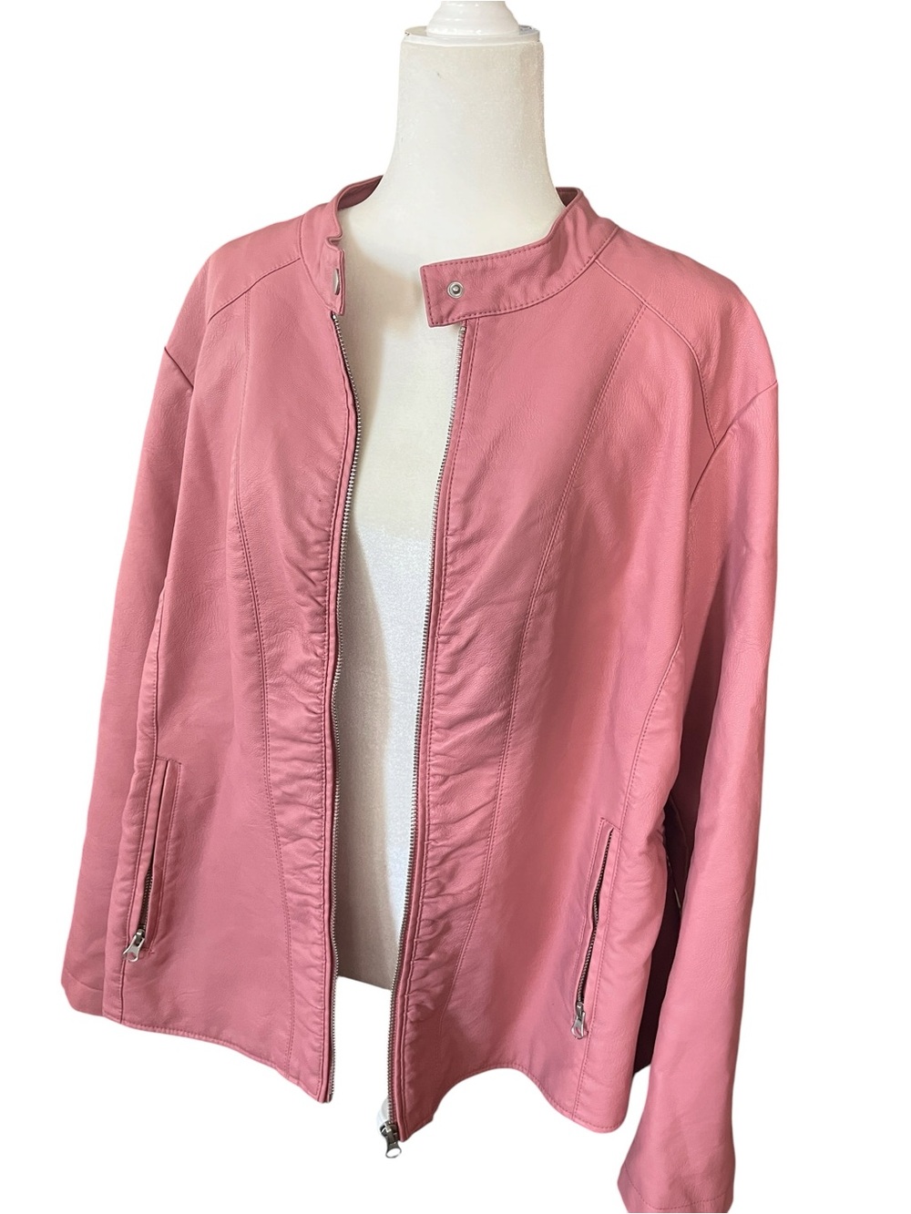 Savi Parker New York Pink Faux Leather  Jacket Size 3X